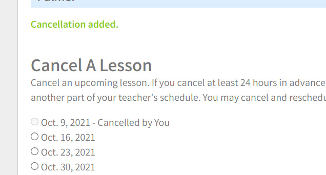 Canceling a lesson